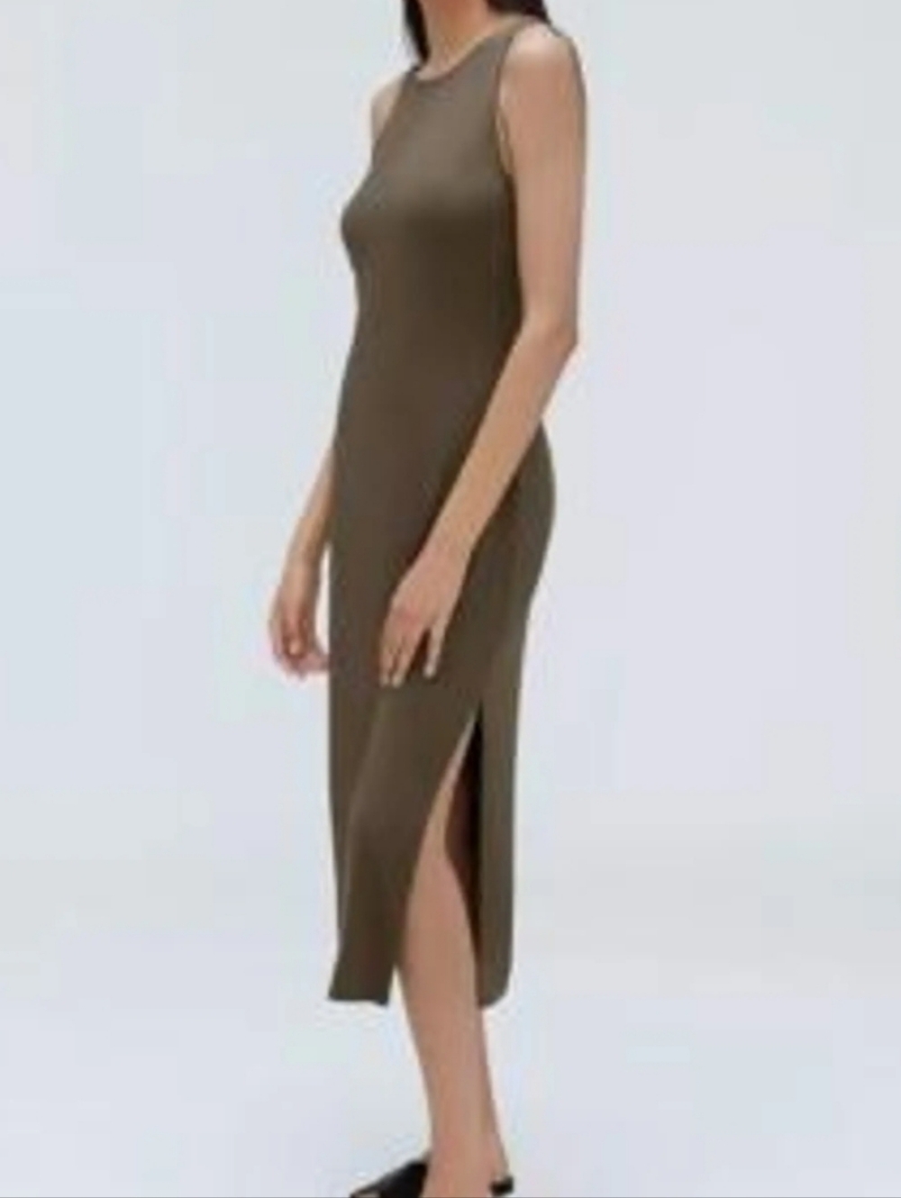 Aritzia Wildfred Free Cotton Stretch Sleeveless Dress Green Heather Size XS